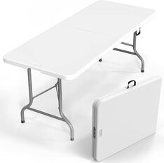 Mesa Plegable Plástica de 6 Pies con mantel